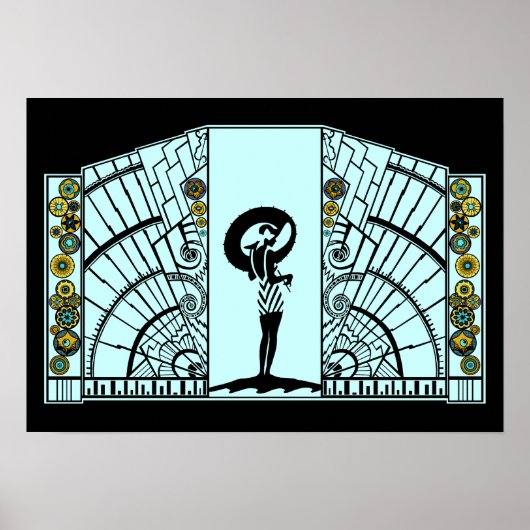 Seaside Deco - Aqua & Geel - Afdrukken/Poster Poster (Voorkant)