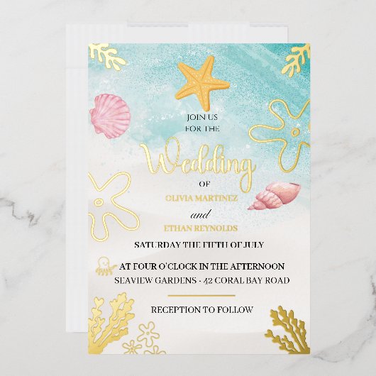 Seaside Elegance Foil Invitation (Enveloppe)