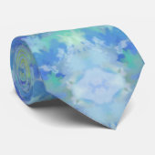 Seaside Floral Waterverf Abstract Herhaal Patroon Stropdas (Opgerold)