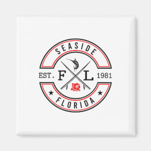 Seaside Florida Fl Retro Surfer Strand Voor en Ck Magneet