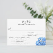 Seaside Garden Blue Menu Entrées RSVP-kaart (Staand voorkant)