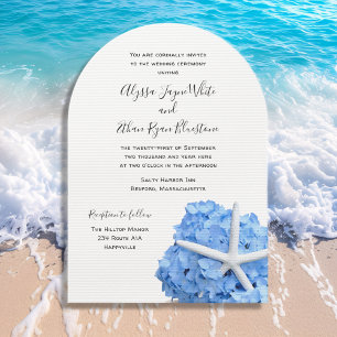Seaside Garden Blue Wedding Arch Uitnodigingen
