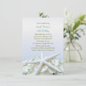 Seaside Garden Starfish Birthday Party Invitation Kaart (Staand voorkant)