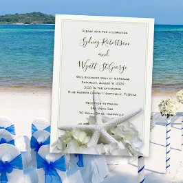 Seaside Garden Starfish Hydrangea Wedding Kaart