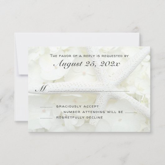 Seaside Garden Starfish Wedding RSVP Invité Count (Devant)