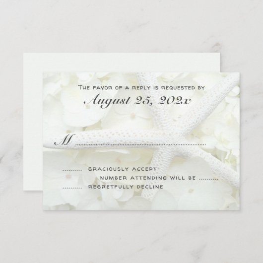 Seaside Garden Starfish Wedding RSVP Invité Count (Devant / Derrière)