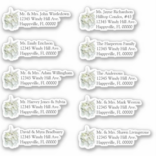 Seaside Garden White Wedding Individuele Mailing Sticker (Voorkant)