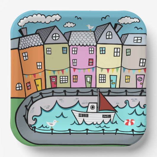 Seaside Harbour Thmed Party Paper Bord (Voorkant)