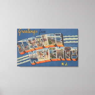 Seaside Heights, New Jersey - Large Letter Scene Canvas Afdruk