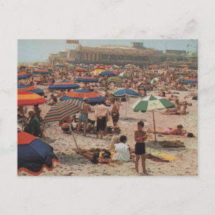 Seaside Heights NJ Een dag op het strand Ouddruk Briefkaart