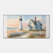 Seaside Lighthouse & Cottage Waterverf Scene Bureaumat (Voorkant)
