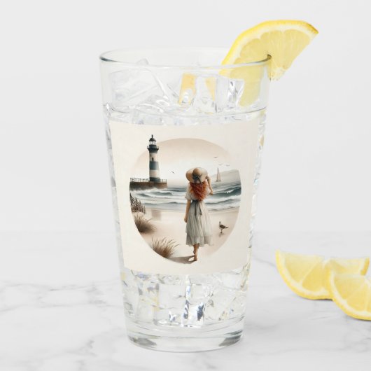 Seaside Lighthouse Stroll Glas (Achterkant ijs)
