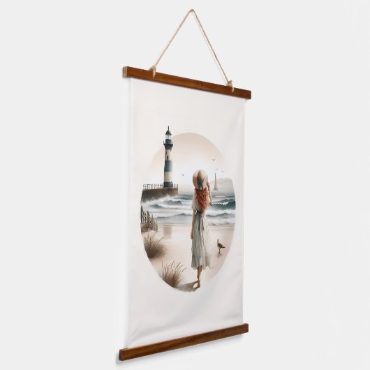 Seaside Lighthouse Stroll Hangend Wandkleed (Gebogen)