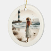 Seaside Lighthouse Stroll Keramisch Ornament (Links)