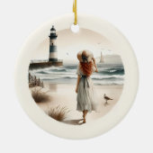 Seaside Lighthouse Stroll Keramisch Ornament (Achterkant)