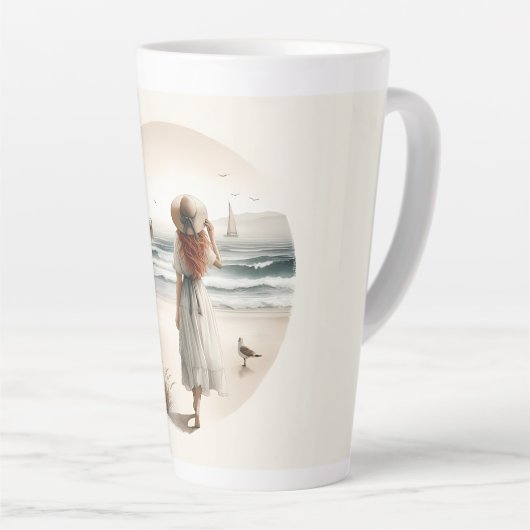 Seaside Lighthouse Stroll Latte Mok (Rechterhoek)