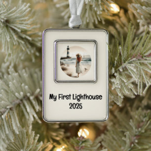 Seaside Lighthouse Stroll Verzilverd Kader Ornament