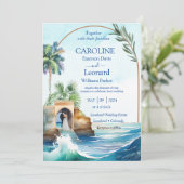Seaside Love: Tropical Beach Wedding Invitation (Debout devant)