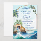 Seaside Love: Tropical Beach Wedding Invitation (Devant / Derrière)