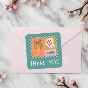 Seaside Modern BEDANKT VOOR DE BESTELLING Schattig Vierkante Sticker