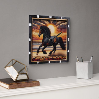 Seaside Morgan Pace: getextureerd verkoold ontwerp Vierkante Klok