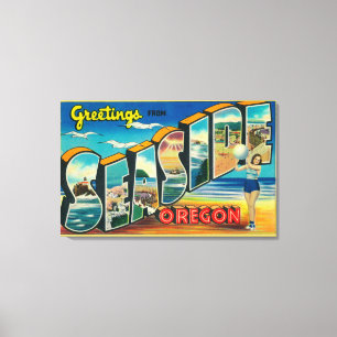 Seaside, Oregon - Grote Letter-scènes 2 Canvas Afdruk