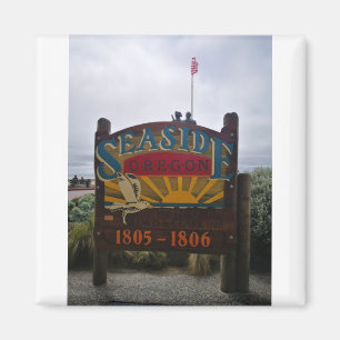 Seaside Oregon Lewis en Clark tekenen Prom Beach a Magneet