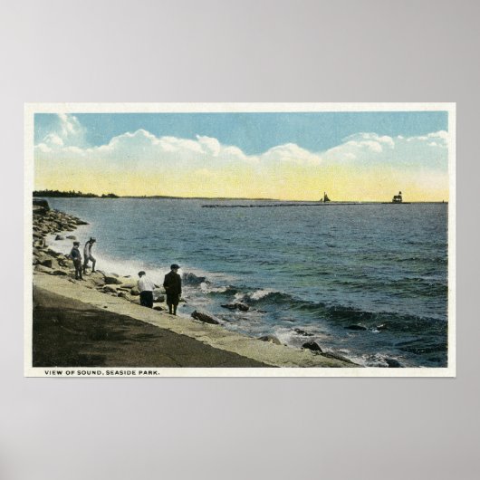Seaside Park Uitzicht van het geluid Poster (Voorkant)