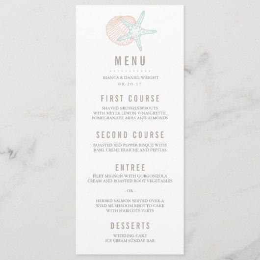 Seaside Pastels | Kustkreeft en zeeschildpad Menu (Voorkant)