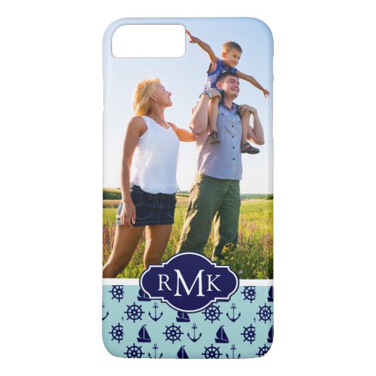 Seaside Pattern| Uw foto en monogram Case-Mate iPhone Case (Achterkant)