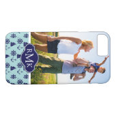 Seaside Pattern| Uw foto en monogram Case-Mate iPhone Case (Achterkant (Horizontaal))