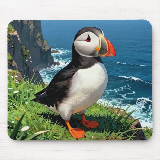 Seaside Puffin Illustration   Muismat (Voorkant)