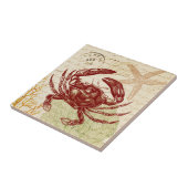 Seaside Red Crab Collage Tegeltje (Zijkant)