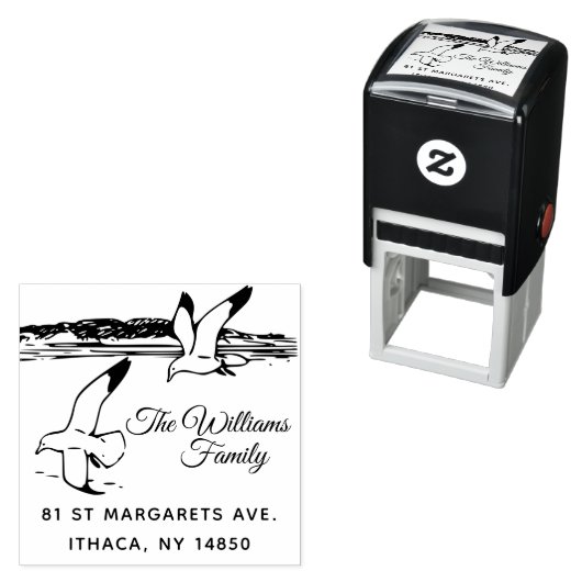 Seaside Rustic Elegant Seagulls Zelfinktende Stempel (In situ)