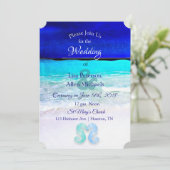 Seaside Seahorses Blue Beach Invitations de mariag (Debout devant)
