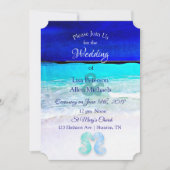 Seaside Seahorses Blue Beach Invitations de mariag (Devant)