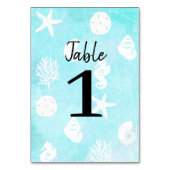 Seaside Seashells Beach Mariage Table Numéro Carte (Dos)