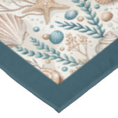 Seaside Seashells Zee met pastelblauw ivoor Tafelkleed (Gekanteld)