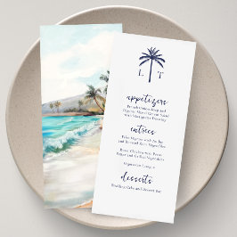 Seaside Serenity Tropical Beach Monogram Huwelijk Menu