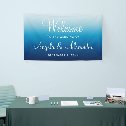 Seaside Sky en Ocean Blue Gradient Wedding Spandoek (Beurs)