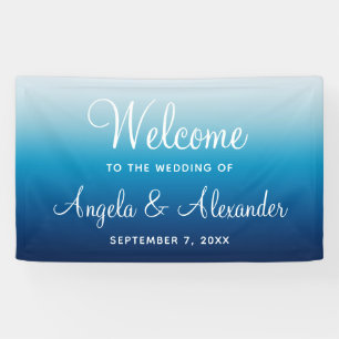 Seaside Sky en Ocean Blue Gradient Wedding Spandoek