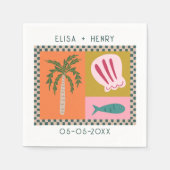 Seaside Soiree BRUILOFT Verloving Modern CUSTOM Servet (Voorkant)