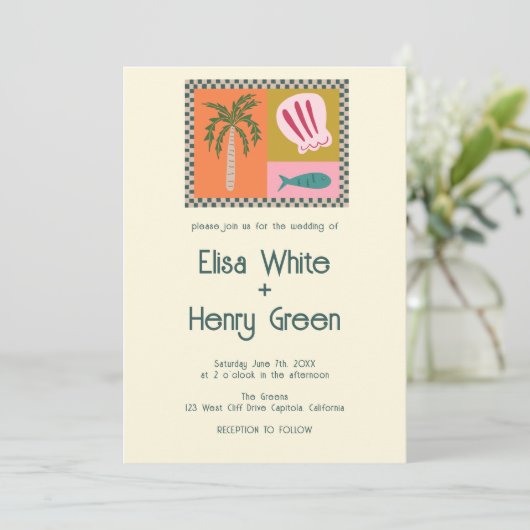 Seaside Soiree Modern Schattige CUSTOM QR Kaart (Staand voorkant)