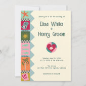 Seaside Soiree Modern Schattige CUSTOM QR Wedding Kaart (Voorkant)