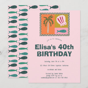 Seaside Soiree Modern Schattige CUSTOM verjaardags Kaart