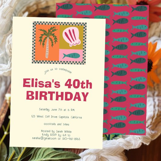 Seaside Soiree Modern Schattige CUSTOM verjaardags Kaart