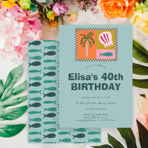 Seaside Soiree Modern Schattige CUSTOM verjaardags Kaart
