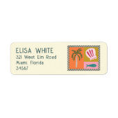 Seaside Soiree Palm Tree Shells Modern Schattige C Etiket (Voorkant)