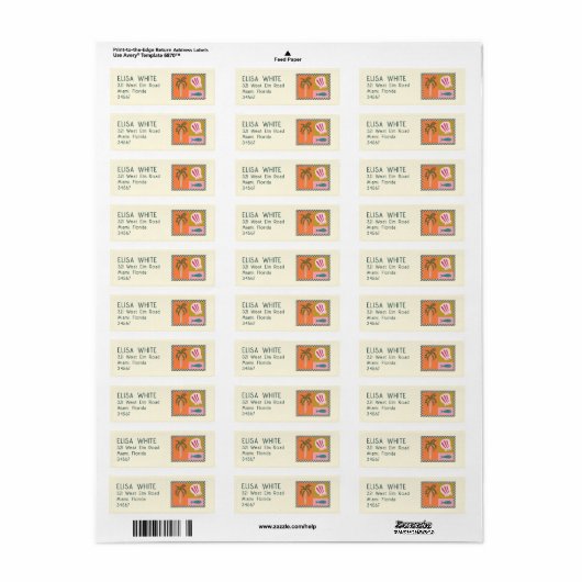 Seaside Soiree Palm Tree Shells Modern Schattige C Etiket (Full Sheet)