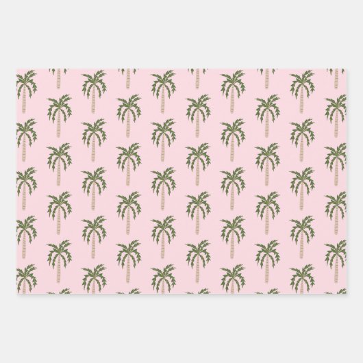 Seaside Soiree Palmbomen Roze Schattigee CUSTOM Inpakpapier Vel (Voorkant)